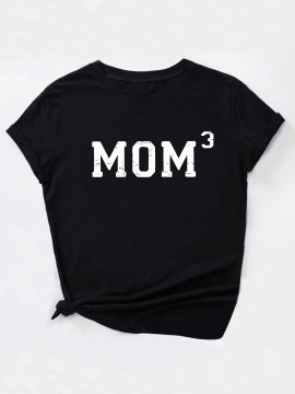Mom Print T-Shirt, Crew Neck Short Sleeve T-Shirt, Casual Sport Tops, Women's Clothing