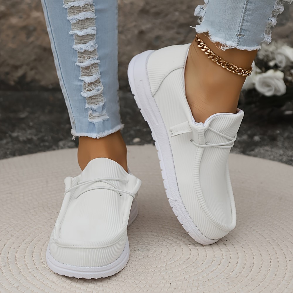 Women's Solid Color Casual Sneakers, Slip On Soft Sole Platform Low-top Shoes, Lightweight Non-slip Daily Shoes